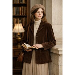 Newport News Chocolate Corduroy Blazer | Cotton | Normcore Grunge | Size 8